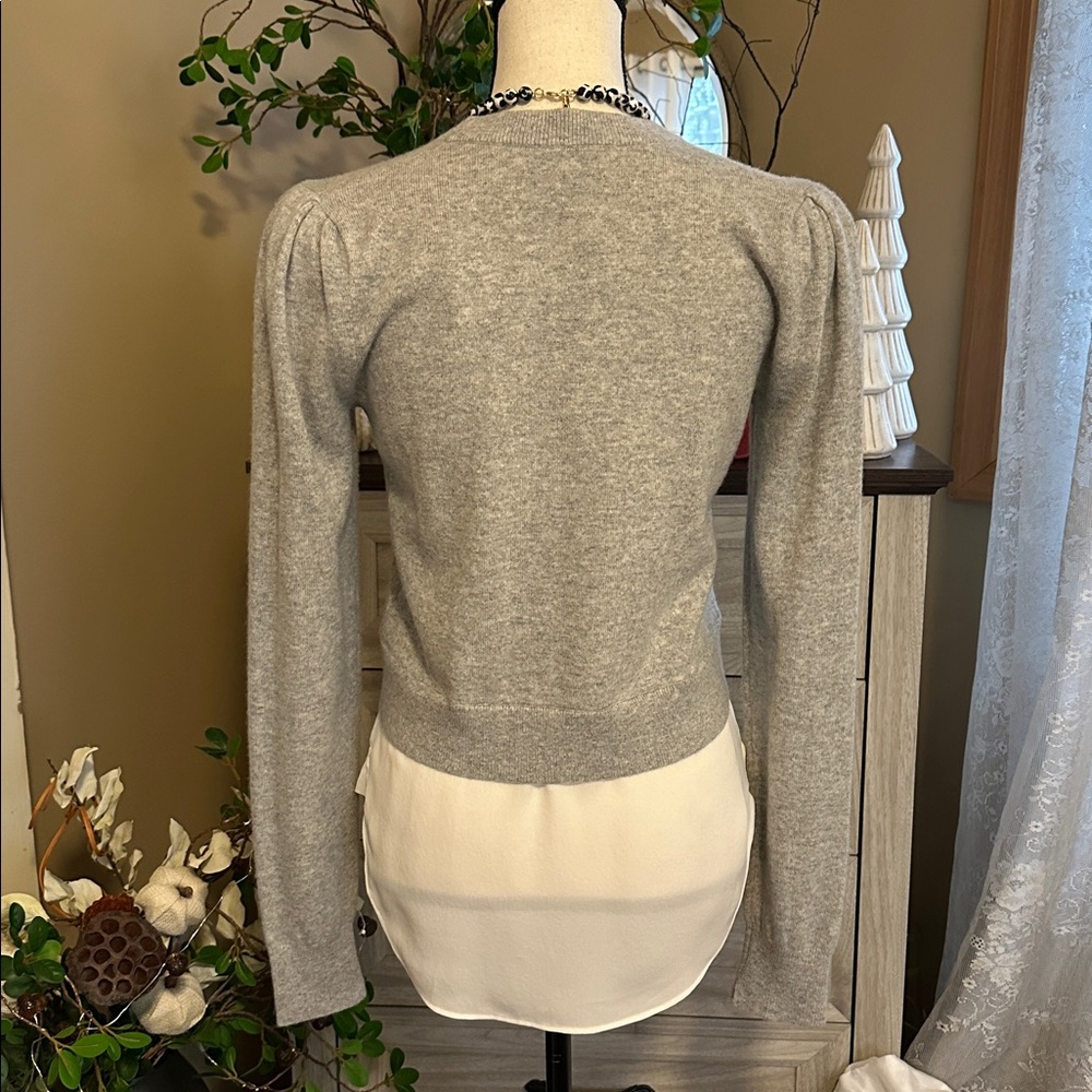 NWT | Veronica Beard ‘Jensen’ Puff Sleeve Cashmere Sweater w/ Blouse Bottom - Picture 8 of 11